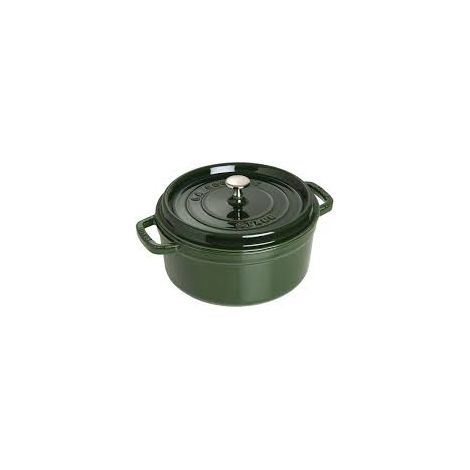 STAUB- Cocotte en Fonte Émaillée avec Couvercle, Tous feux dont induction, 4 à 5 personnes, Ronde, 26 cm, 5 L, 6 kg, Vert/Basilic (1/4)