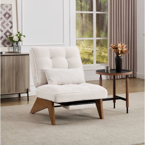 poltrona relax 127x73x90 reclinabile con pouf beige OKMYHOME (1/5)