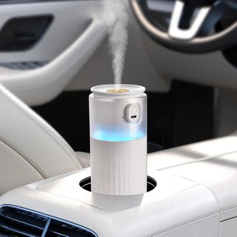 Tragbarer Mini-Luftbefeuchter, kleiner Auto-Luftbefeuchter mit Kaltnebel und Nachtlicht, leiser Kaltnebel-Luftbefeuchter (28 Dezibel). (1/5)