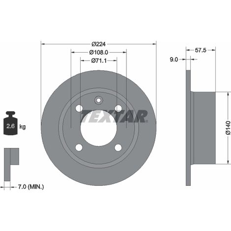 Lot de 2 Disques de frein Textar 92059700 CITROËN 1618860880 95667811