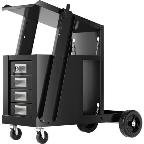 Compatible MIG et plasma, chariot de soudage pour atelier avec 4 tiroirs, tablette arrière et 2 chaînes (1/5)