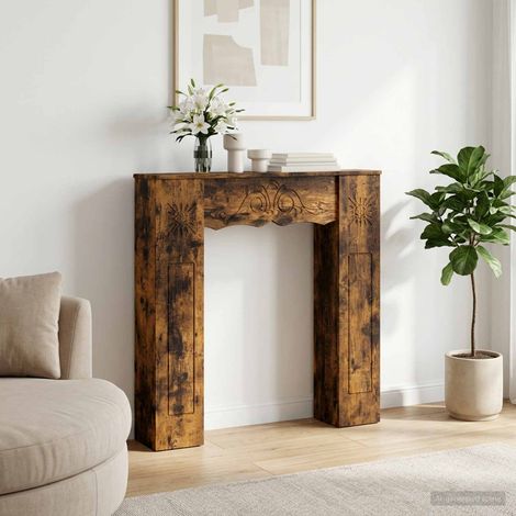 vidaXL Cornice per camino Rovere Fumo 102 x 20 x 102 cm