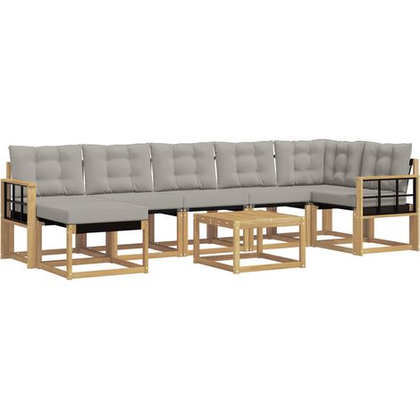 Outdoor Sofa Set 8 pcs White and Light Grey vidaXL