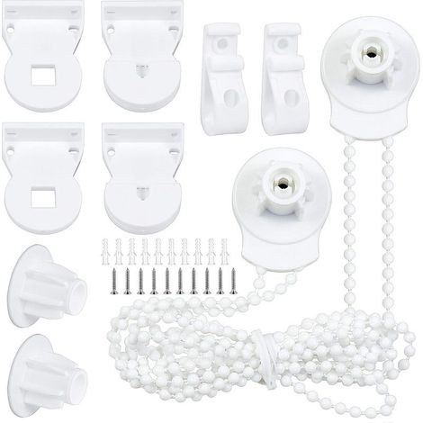 2 ensembles de fixations pour store enrouleur de 25 mm, supports en plastique, chaîne perlée, kit de réparation de remplacement pour store enrouleur avec 2 clips en P et vis de sécurité pour e (1/5)