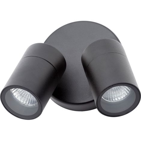 Litecraft Kenn Wall Spotlight Outdoor Adjustable Garden GU10 Twin Light - Black (1/5)