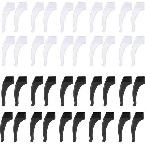 Lot de 20 paires de crochets d'oreille en silicone antidérapant pour lunettes, accessoires de maintien lunettes de soleil noir et blanc (1/5)