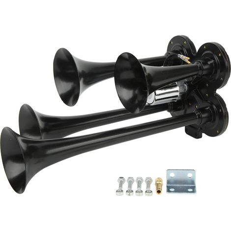 Klaxon de compresseur d'air à 4 trompettes, 150db, 12V, Super fort, universel, adapté aux voitures, camions, bateaux, Trains