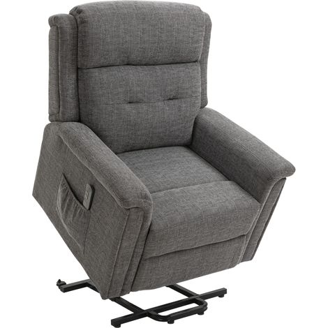 Elektrischer Aufstehsessel, 180° neigbar, grau, 170 kg, 92 x 87 x 108 cm, HOMVRA (1/5)
