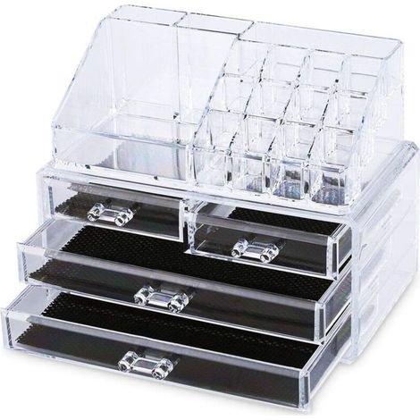 Schwarze Aufbewahrungsbox für Kosmetik und Schmuck, 23,5 x 14,5 x 18,5 cm, mit