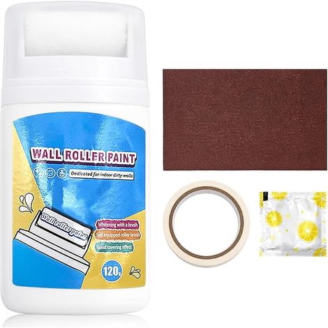 Rouleau de peinture murale blanc pour réparation rapide séchage rapide peinture murale blanche à base d'eau avec pinceau rouleau intégré kit de réparation murale portable pour couvrir (1/5)