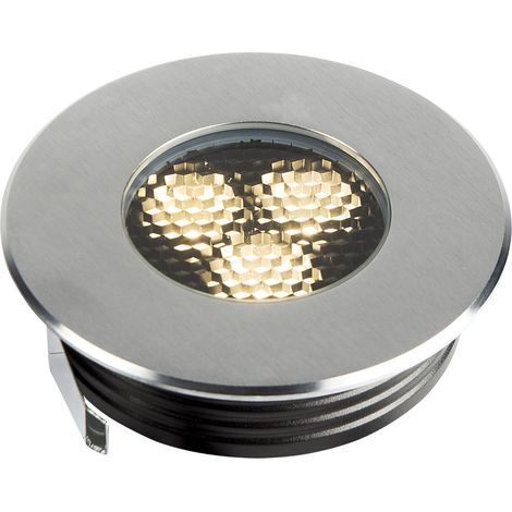 Encastré de sol extérieur ZEPH 2 SLIM 24V rond inox non percée 3000K 334lm 3x2W - EUROPOLE - 56202