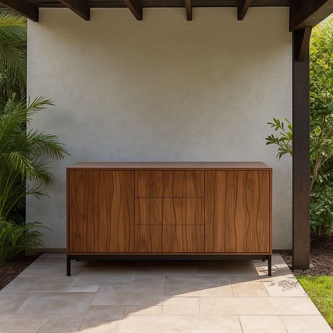 URBAN MEUBLE Armoire de rangement multifonctionnelle à effet grain de bois pour cour extérieure 150x40x80cm (1/5)