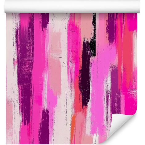 Tapete „Pinselstriche“ in Lila und Puderrosa, 50 x 1000 cm (1/5)