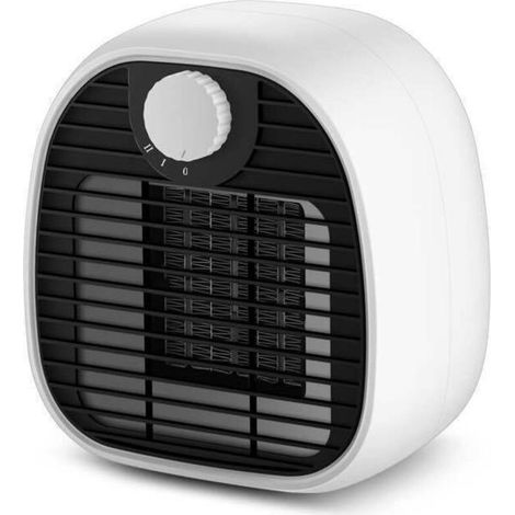 Chauffage d'appoint portable 1000 W, petit chauffage électrique de table, deux vitesses de chauffe, blanc (1/3)