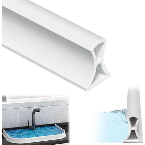Seuil de Douche Barrage D'eau TPE Anti Débordement Hauteur 3 cm Barriere Cuisine Salle de Bain Blanc (1/5)