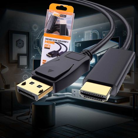Cavo da DisplayPort a HDMI Monodirezionale Placcato in Oro Full HD1080p 60Hz per Monitor Proiettori 3 metri Adattatore Displayport HDMI (1/2)