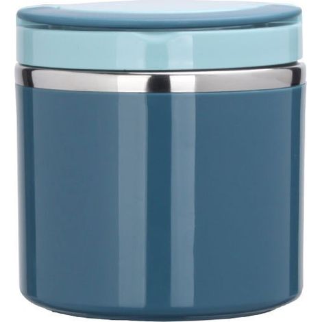 Boîte à lunch isotherme en acier inoxydable bleu avec couvercle hermétique, idéale pour l'école () (1/4)