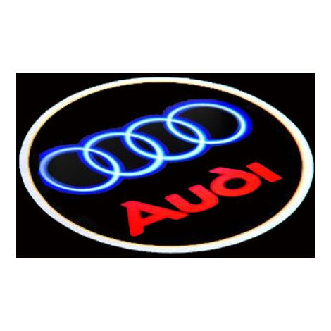 2 stücke Für Audi Willkommen Lampe A4LA5A6L Umgebungs Lampe A7A8LQ3Q5Q7 Tür Laser Projektion Lampe (Rot Blau Label)
