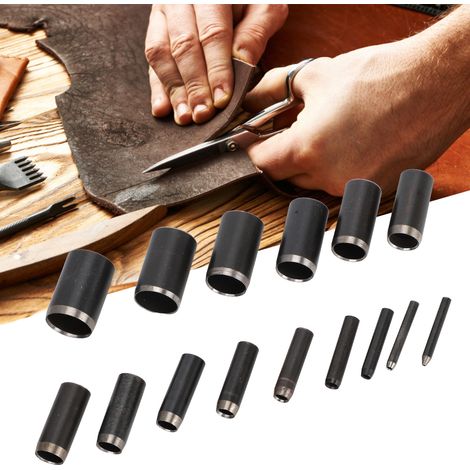 Poinçon en Cuir Forme V pour Outils de Maroquinerie - Set de Perforation avec 15 Emporte-Pièces pour Accessoires en Cuir A31 (1/4)