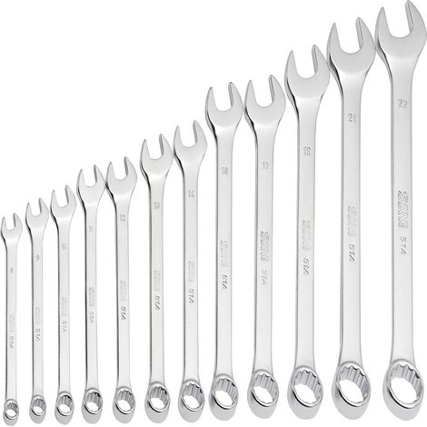 Sam Outillage – Jeu de 12 clés mixtes 8-19mm – Finition polie brillante – Pour espaces confinés – 50AJ12 (1/3)