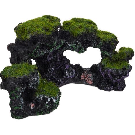 Pietra decorativa per acquario 20 x 15 x 10 cm effetto 3D nascondiglio pesci atmosfera naturale in resina grigia 130008208
