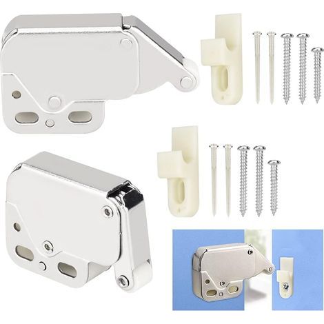 2PCS Fermeture à Ressort Porte d'Armoire Charnière Porte Placard en Inox Fermeture à Ressort Porte d'Armoire Ressort Porte d'Armoire Charnière de Porte avec 6 Vis 4 Clous pour Porte Fenêtre (1/5)