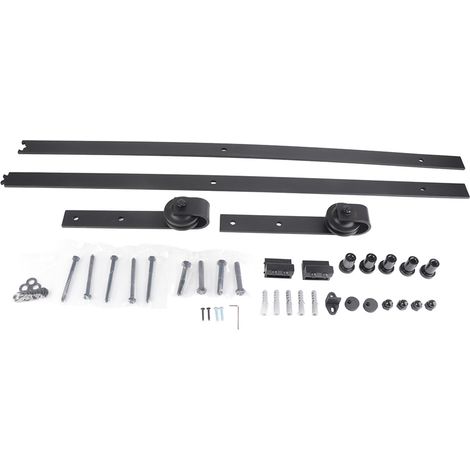 Kit de guidage coulissant moderne 6.6 pi pour porte de grange en bois, système de rail pour armoire à porte unique