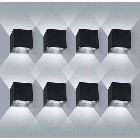 8er-Pack 12-W-LED-Wandleuchten, IP65 wasserdicht, verstellbar, nach oben/unten schwenkbar, 6000 K Weiß (1/4)