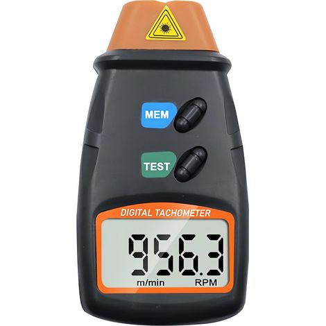 Tachymètre numérique LCD sans contact Tachymètre portatif Mesureur de vitesse de rotation du moteur pour moteur, roues, tour, ventilateur électrique, piles incluses (1/5)