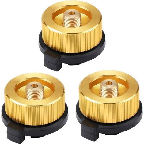 Adaptateur de bouteille de gaz pour camping – Lot de 3 connecteurs universels acier inoxydable pour réchaud extérieur et poêle (1/5)