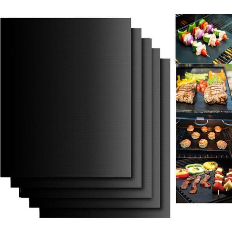 Set de 5 Tapis de Cuisson Tapis BBQ Barbecue Plaque Feuille de Cuisson Four 40 33cm pour Barbecue gaz Charbon électrique,y (1/5)