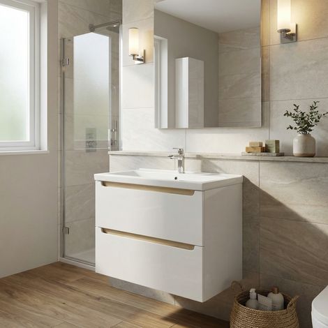 Naturel Mobile bagno Natural Stilla 80x60x45 cm bianco con lavabo (STILLAD08057U3)