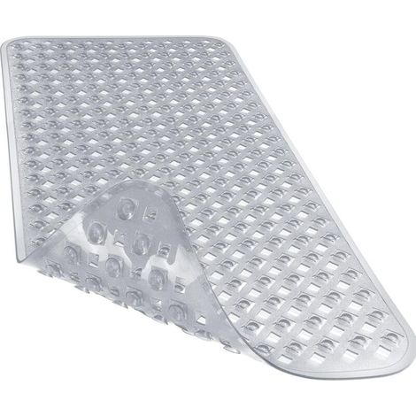Originale rutschfeste Badematte, Badewannen- und Duschmatte mit Abflusslöchern, Saugnäpfen, maschinenwaschbar, BPA-frei, latexfrei, phthalatfrei, 87,6 x 39,4 cm, grau