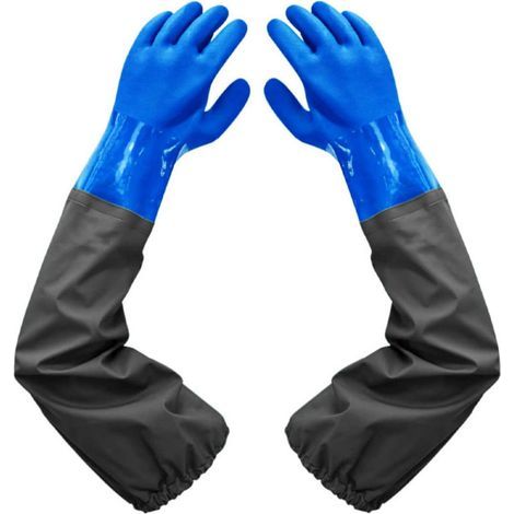 Gants imperméables en caoutchouc, 27 pouces, poignets élastiques, doublure épaisse, adaptés à l'industrie chimique, à l'agriculture et à la pêche (1/5)
