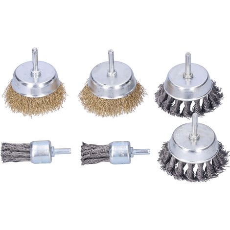 Ortviai Brosse à fil torsadé en acier pour perceuse – 6 pièces, décapage, débourrage et élimination de la rouille (1/5)
