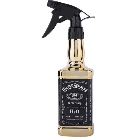 Flacon vaporisateur 500ml pour coiffure et jardinage, outil professionnel salon barbier, pulvérisateur d'eau doré. (1/5)