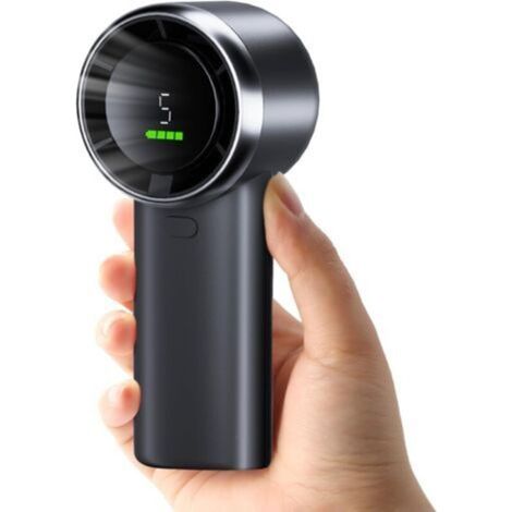 Mini ventilateur portable USB haute vitesse, alimenté par batterie, 5 vitesses, 4 000 mAh, rechargeable par USB, pour les voyages, le bureau, le camping, l'école et le sport (noir)