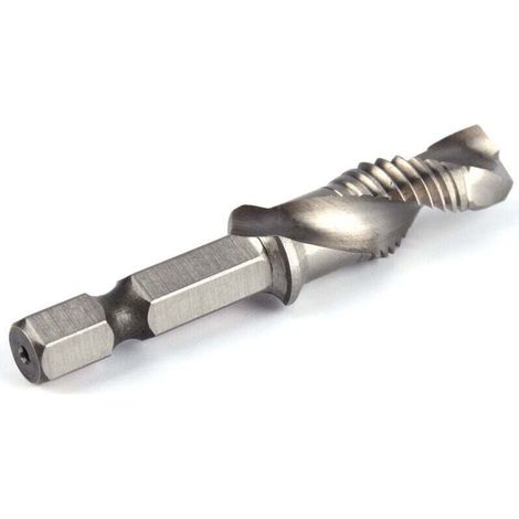 AMXCNOY M10 Gewindebohrer, 1/4" HSS-Sechskantschaftbohrer zum Gewindeschneiden in Holz, Kunststoff und Aluminium, M10 Kombinationsbohrer und Gewindebohrer (1/4)