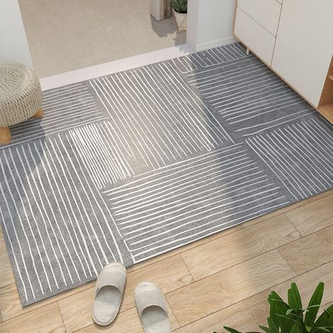 LAN Takeuchi - Cuir gris foncé 4060cm Tapis d'entrée en cuir, lavable, découpable, résistant aux taches, adapté au détachage. (1/5)