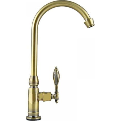 Kitchen Faucet Single Handle Brushed Brass Faucet, Cold Water Rotatable Sink Faucet, Sink Faucet with Pull Down for Basin and Hand Wash, Antique Bronze (1/5)