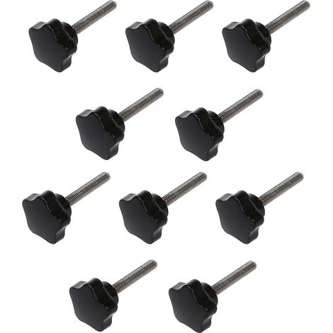 10 vis de fixation de rechange pour poignée étoile filetées M8 x 50 mm, noires et argentées
