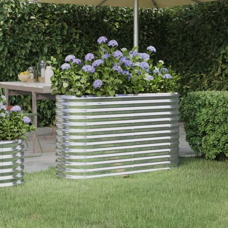 Hochbeet Verzinkter Stahl 114x40x68 cm Silbern