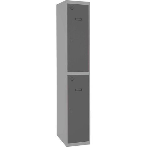 SimonRack Armadietto Spogliatoio Metallico 2 Antas, 1800x400x500 mm, Serratura con Chiave e Areatori, Grigio/Antracite - Simonlocker
