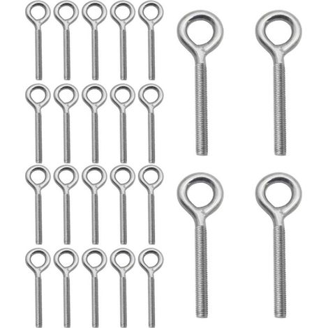 Lot de 24 Boulons à Anneau M6 x 70mm en Acier Inoxydable 304 - Tiges Filetées à Anneau Comme Pièces de Fixation Idéal pour Suspension les Articles dans la Maison les Jardins ou les Industries (1/5)