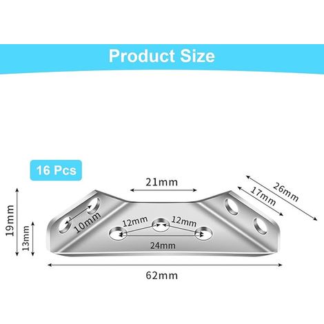 Metal Connector with Screws, Triangular Angle Brackets, Dressing Angle Brackets, Fixed Corner Brackets for Shelf, Cabinet, Office (1/3)