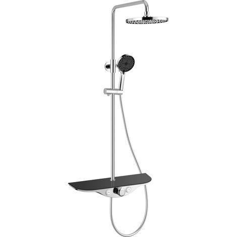 Mexen Exxo Aufputz-Duschset mit Regendusche und Armatur, Chrom/Schwarz - 78113-71 (1/2)