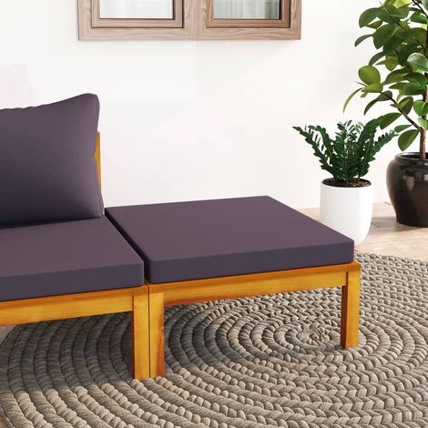 Repose-pied avec coussin, Tabouret Pouf, Tabouret Bas pour Salon ou Chambre gris foncé Bois d'acacia massif LKF51634 (1/5)