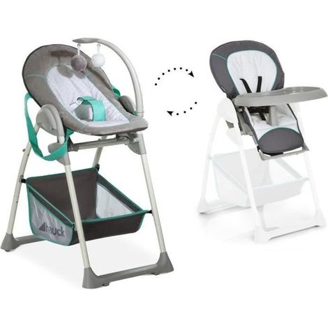 hauck Sit N Relax, Hearts - Set Seggiolone Pappa 2in1, Sdraietta Neonato con Arco Giochi fino a 9 kg, Sediolone con Vassoio da 6 Mesi a 15 kg, Telaio con Ruote, Cesto, Altezza Regolabile e Pieghevole (1/5)