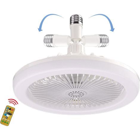 Blanc,Ventilateur de plafond LED avec télécommande, lumière et ampoule - Idéal pour chambre à coucher (1/4)