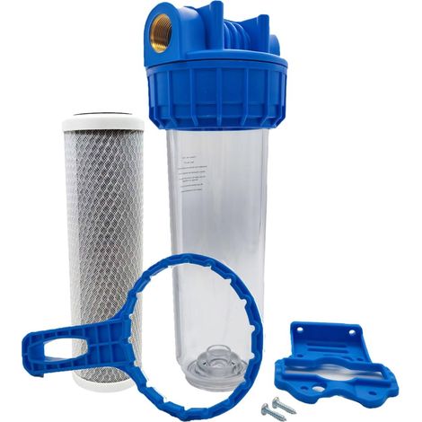 Portafiltro Acqua 9"3/4 20/27f Filtro 2 In 1 Carbone E Sedimenti 5µm